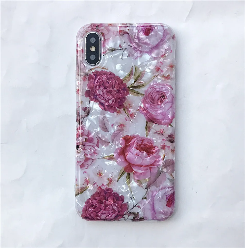 USLION Bling Dream Shell силиконовый чехол для телефона для iPhone X XR XS Max блестящие чехлы с цветочным принтом для iPhone 6 6S 8 7 Plus Мягкий чехол из ТПУ