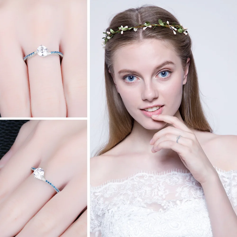 JewelryPalace Круглый 0.7ct Цирконий Создал Синий Nano Сапфир Годовщина Обещание