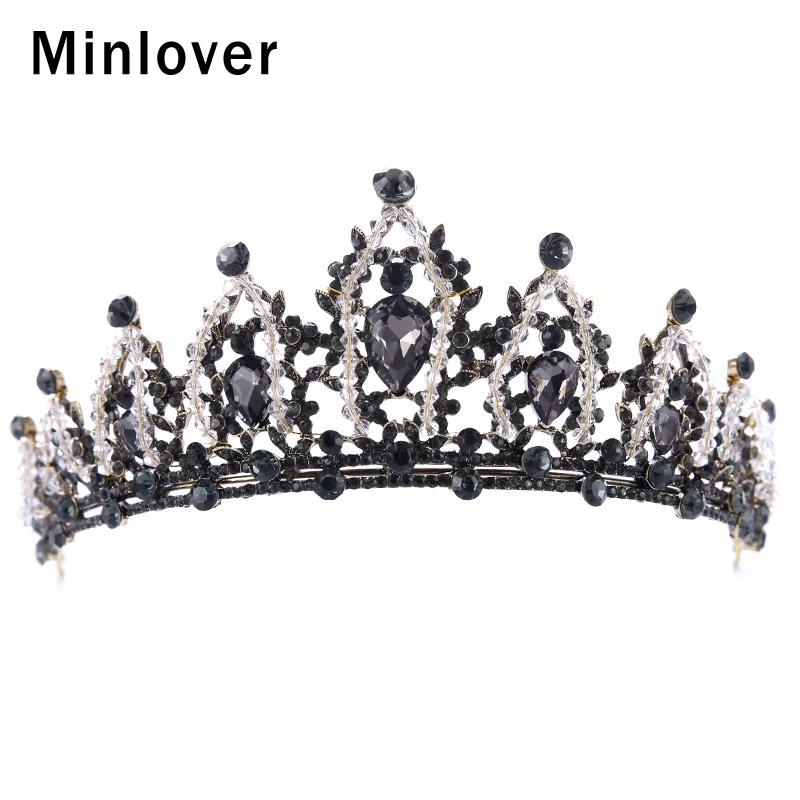 Minlover Роскошная Свадебная Корона Тиара в стиле барокко для женщин ручной работы