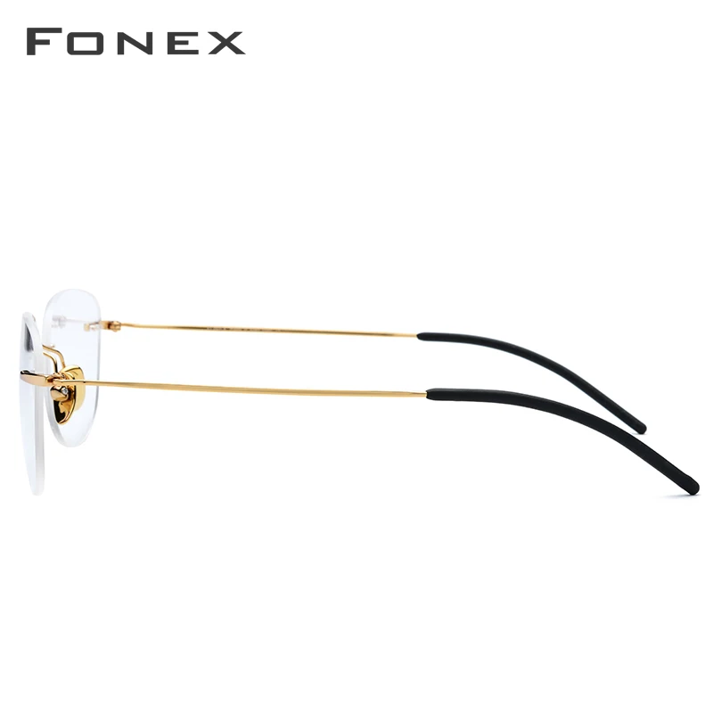 FONEX B из чистого титана без оправы очки оправа женские очки по рецепту Близорукость Оптические Оправы мужские новые винтажные овальные очки 855