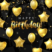 happy birthday glitters gold balloons stars ribbons birthday party black photo backdrop photography background for photo studio