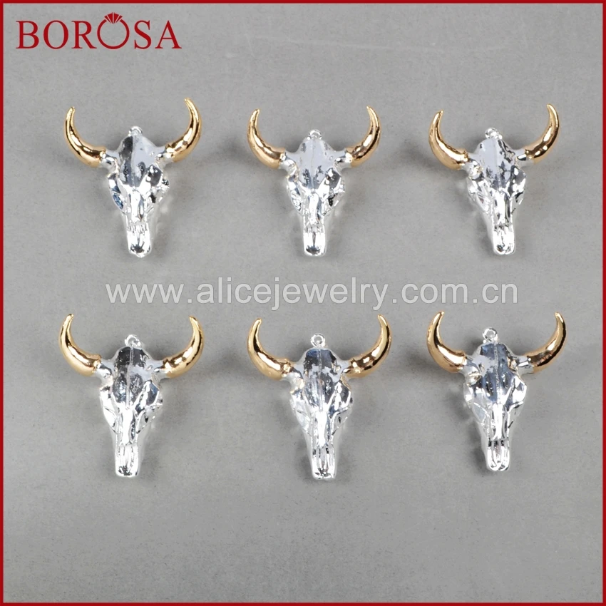 Буйвола BOROSA двухтоновый буйвол серебряного цвета золотого бусина из буйвола