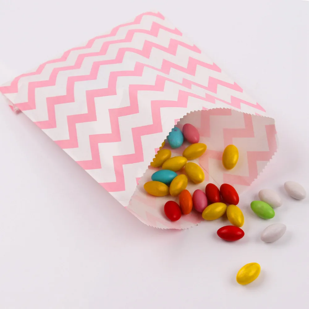 25 шт. бумажные пакеты для конфет с волнистыми полосками|Подарочные сумки и