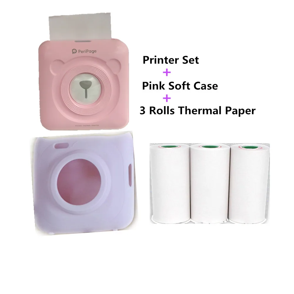 Add Case and Paper GOOJPRT Мини Портативный фотопринтер подарок термоэтикетка Bluetooth принтер Мягкий защитный чехол бесплатное приложение стикер веб-заметки принтер - Цвет: Add Case and Paper