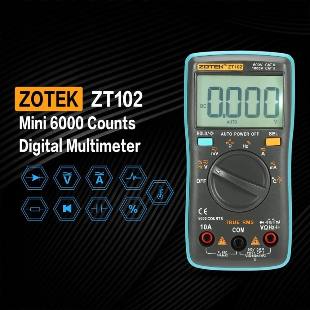 RM102 Цифровой мультиметр ZT102 мультиметровый Транзистор тестер цифровой Mastech uni esr