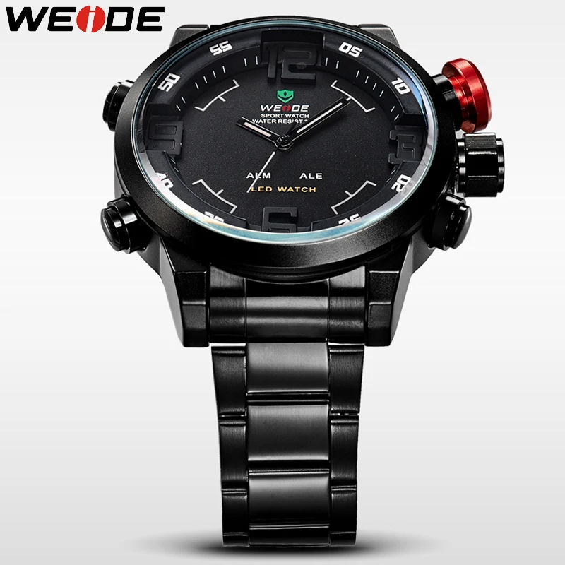 2018 Мужские Оригинальные брендовые цифровые часы WEIDE из нержавеющей стали