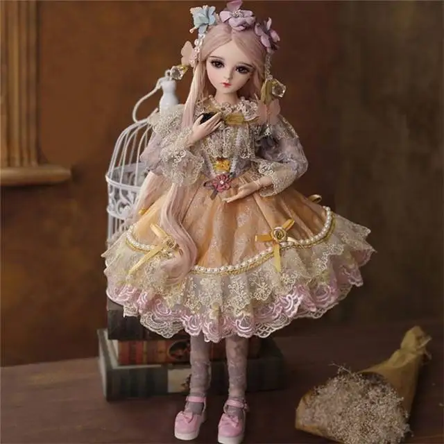 BJD кукла 1/3 коричневые глаза с BJD одежда парики обувь макияж ручной работы красивые игрушки силиконовая кукла реборн игрушка для детей - Цвет: could change eye