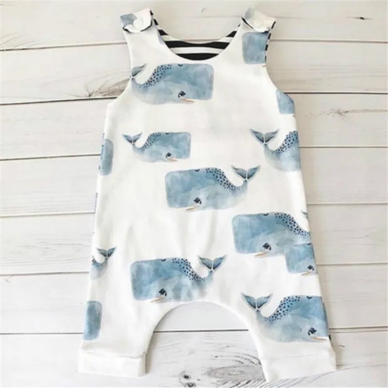 new fashion Newborn Kid Baby Boys Girl  clothes Whale animal  Bodysuit  sleeveless Jumpsuit Outfits  Clothes