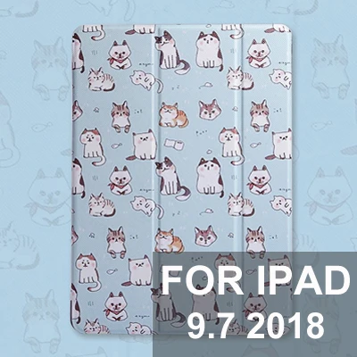 Чехол для планшетов для iPad Mini 1 2 3 4 с милым котиком, чехол с подставкой для iPad Air 1 2, чехол-книжка с функцией автоматического пробуждения и сна - Цвет: For iPad 9.7 2018