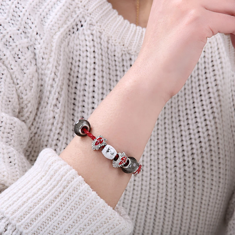 BELAWANG серебряный цвет оригинальный браслет из муранского стекла с бусинами для