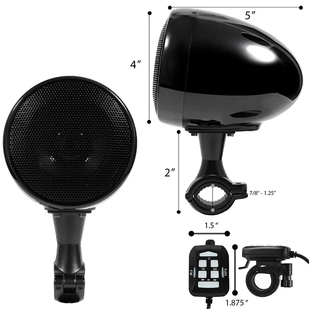 Aileap SPK350 Высокая производительность 4 дюйма Водонепроницаемый Мотоцикл ATV Bluetooth динамик с 300 Вт Встроенный усилитель d-класса(черный