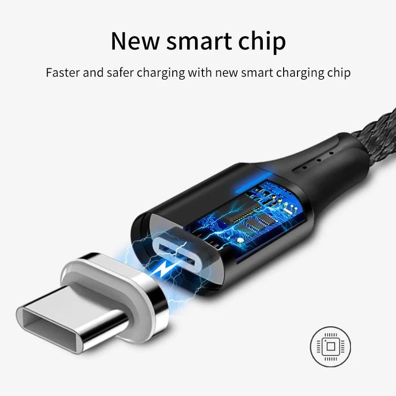 1 м Магнитный кабель Type-C 5A супер быстрый зарядный USB с нейлоновой оплеткой USB-C