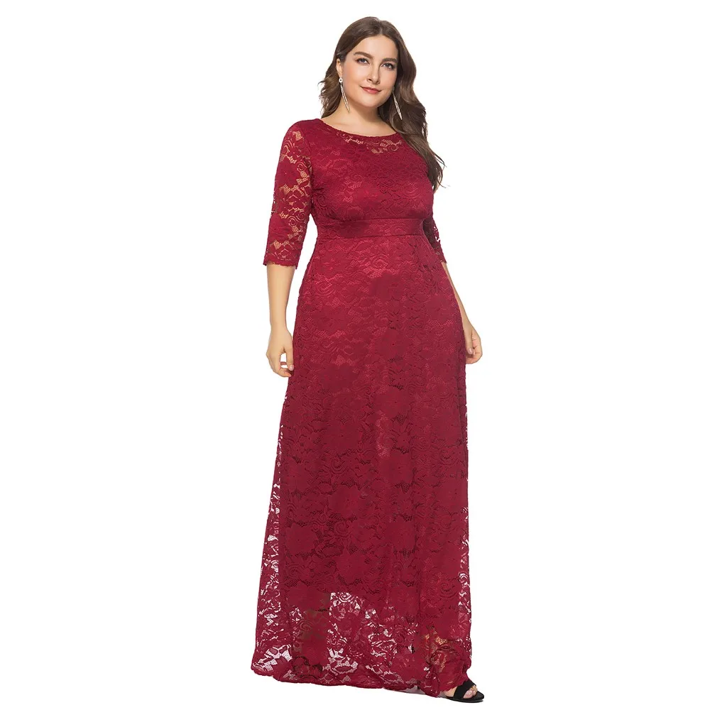 JAYCOSIN 5XL 6XL новое женское длинное платье макси осень зима большой размер s кружевное лоскутное платье размера плюс сексуальные вечерние платья Z0325