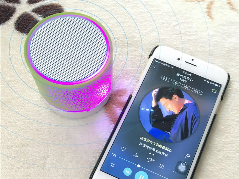 Светодиодный мини беспроводной Bluetooth динамик Портативный TF USB FM портативный музыкальный громкоговоритель ручной звонок для iPhone 6 телефона ПК с микрофоном