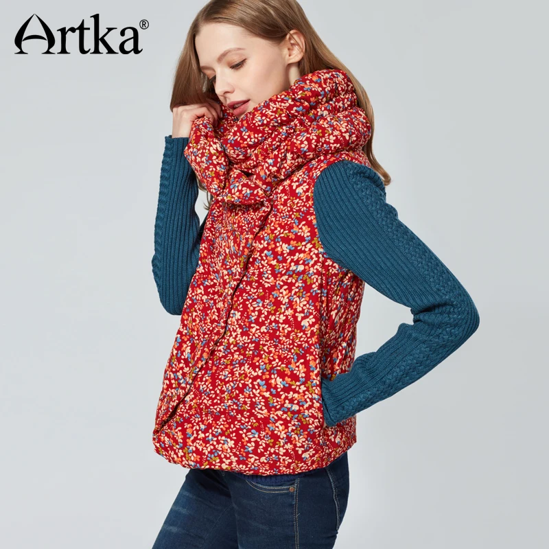 ARTKA Новинка зимы Для женщин красного цвета с короткими Белое пуховое пальто в