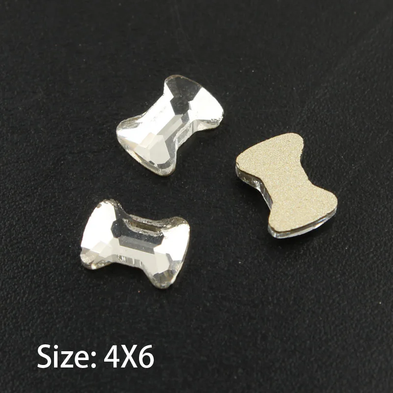 Bow tie 4x6mm Горячая Распродажа 30 Стиль формы с украшением в виде кристаллов прозрачный лак для ногтей Стразы с плоской задней Стекло камни 100 шт./упак. для 3D художественное оформление ногтей - Цвет: Bow tie 4x6mm
