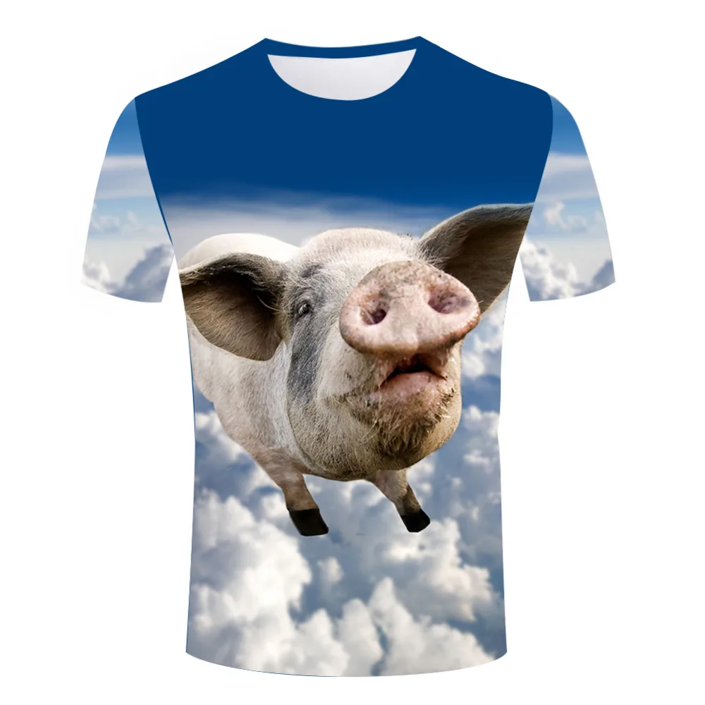 Flying pig Майка 3D Печатные Футболки Мужчины Милые Животные Смешно футболка
