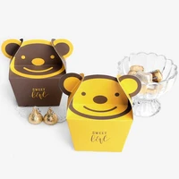30pcslot cartoon bear square folding biscuit packaging carton valentines day birthday party chocolate gift box
