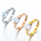 Новое поступление Классические женские обручальные кольца из нержавеющей стали большой камень CZ женское кольцо для свадьбы невесты