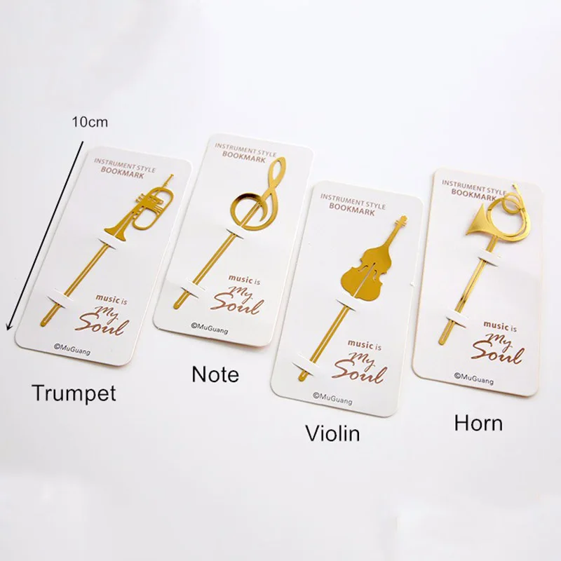 8 pcs/Lot Western Instrument book mark Vintage metal music bookmark Trumpet Violin Stationery School supplies marcapaginas F14 |