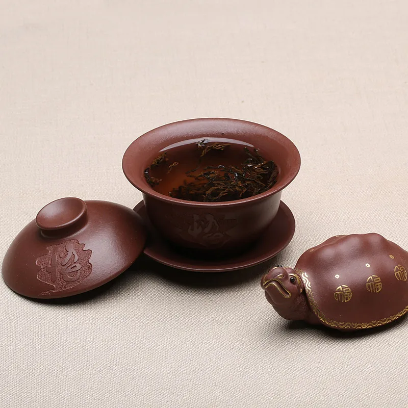 140 ml фиолетовая глина yixing Gaiwan все ручной природных Zisha для хватания миска с крышкой набор блюдец/Drinkware утварь бутик