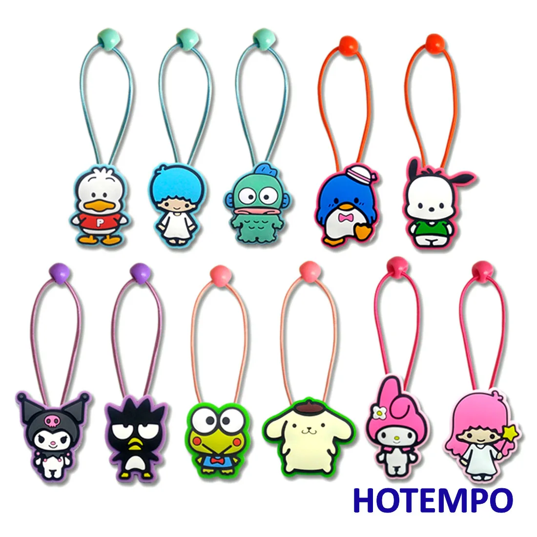 Милый мультфильм Pochacco Pekkle Maru Keroppi Kuromi Melody Twinstars Япония Kawaii Девушки эластичные волосы резинки кольцо для девочек подарок
