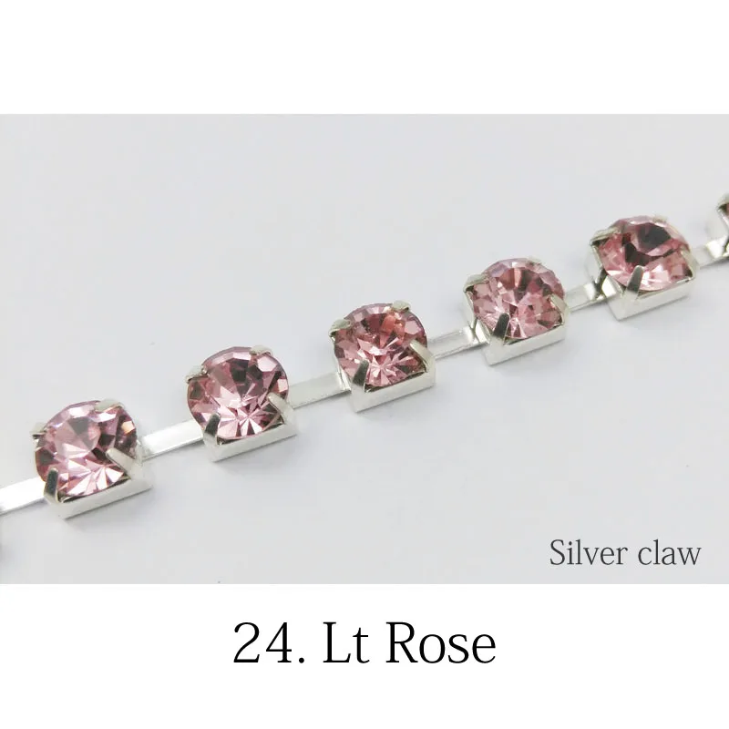 Lt Rose Новая распродажа SS28 с украшением в виде кристаллов Стразы Кубок цепи 1/3/5 ярдов 32 цвета кристаллами серебряные цепочки для одежды и платьев - Цвет: Lt Rose