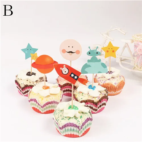 24 шт. ракета корабль собака космическая планета звезды инопланетяне робот кекс