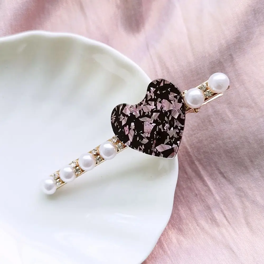 

Fashion Geometric Acrylic Hair Clips Round Heart Shape Hairpin Glitter Crystal Pearl Barrette Women Girls Hair Accessories