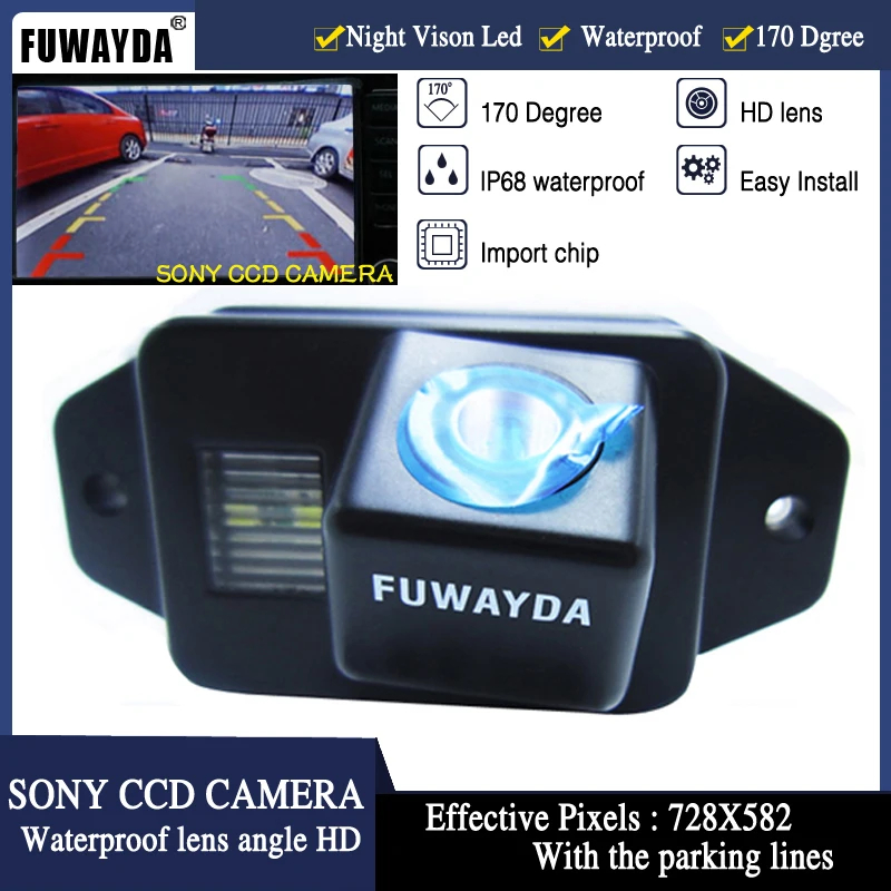 

FUWAYDA HD CCD Chip Car Rear View Mirror Image With Guide Line CAMERA for Toyota Land Cruiser 120 150 Series Prado WATERPROOF