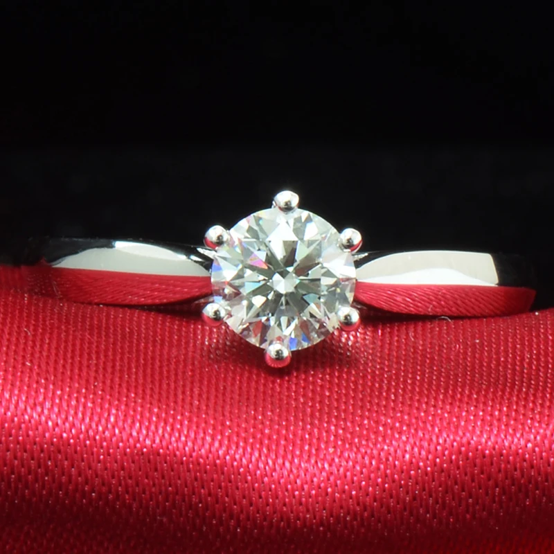 Роскошный классический брендовый дизайн один карат против D color Forever One Moissanite Помолвочные кольца с бриллиантом для женщин 18 K Au750 белое золото