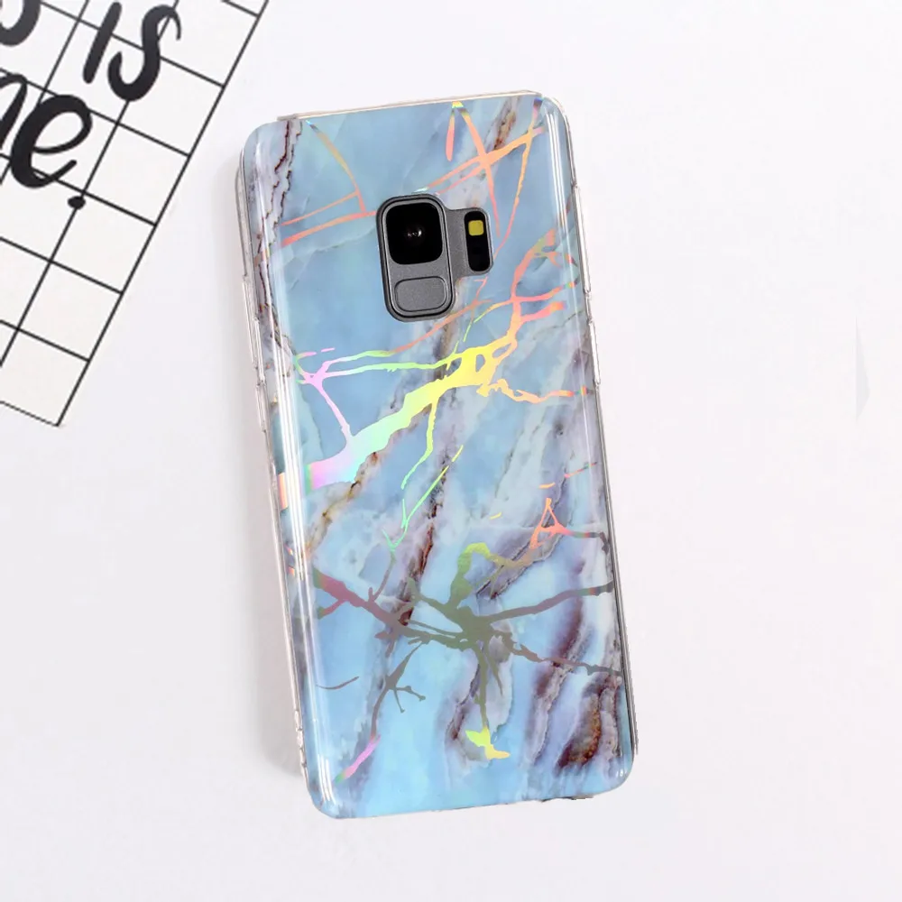 LANCASE блеск Мрамор чехол для samsung Galaxy S9 hoesje Мягкий ТПУ лазерный бесцветные плюс