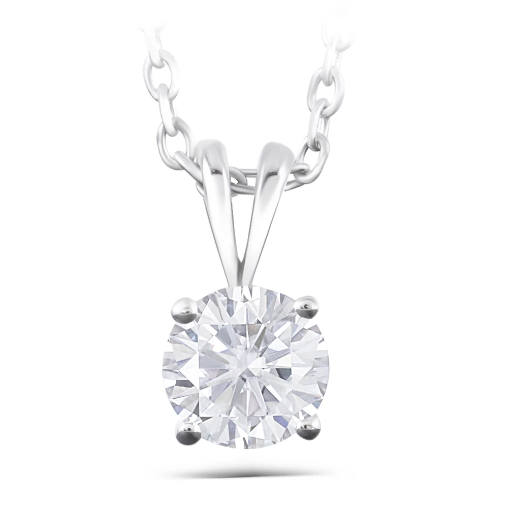 Transwems Solid 14 K 585 Белое золото 1ct карат 6,5 мм GH цвет муассанитовый кулон для женщин подарок офисные дамы муассанитовый кулон