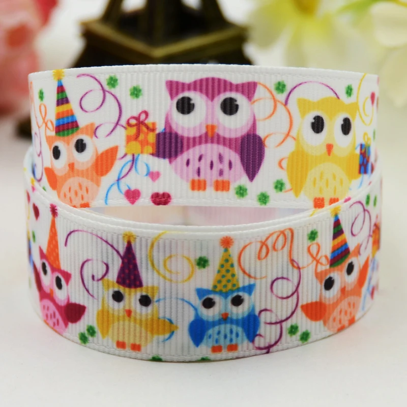 

7/8'' 22mm,1" 25mm,1-1/2" 38mm,3" 75mm OWL Cartoon Character printed Grosgrain Ribbon party decoration X-01277 10 Yards