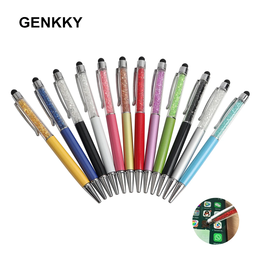 GENKKY кристальная шариковая ручка, модный креативный стилус, стилус для письма, канцелярские принадлежности, Офисная и школьная ручка, шариковая ручка, черный, синий