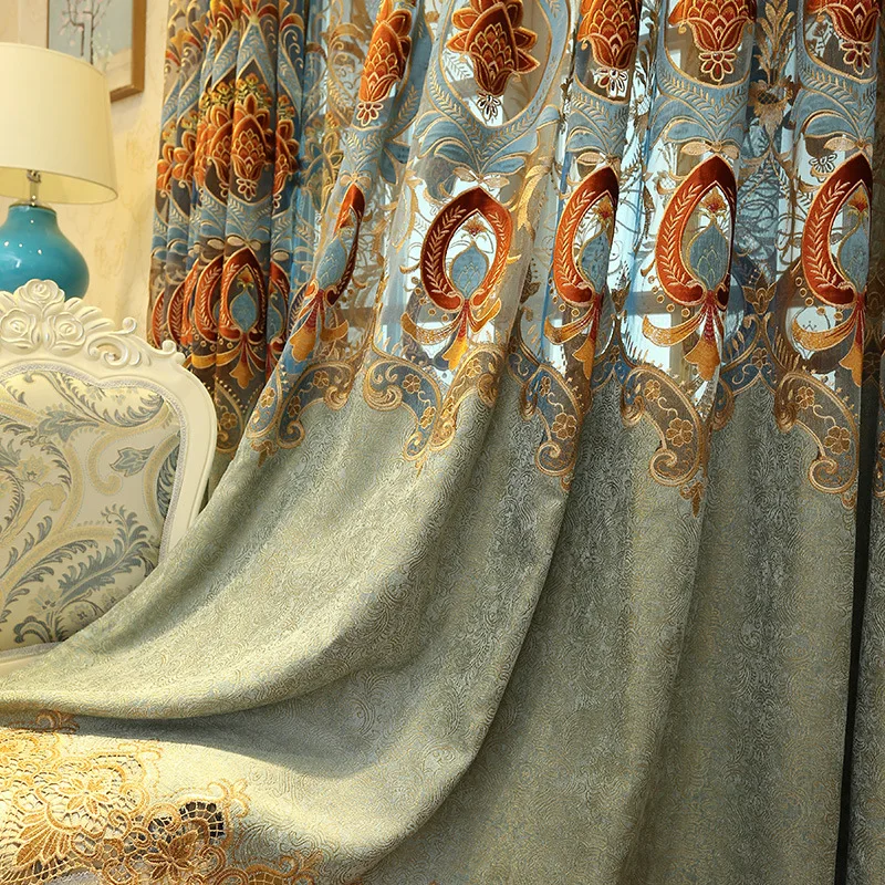 Простые Роскошные полузатеняющие шторы жаккардовая вуаль для гостиной спальни