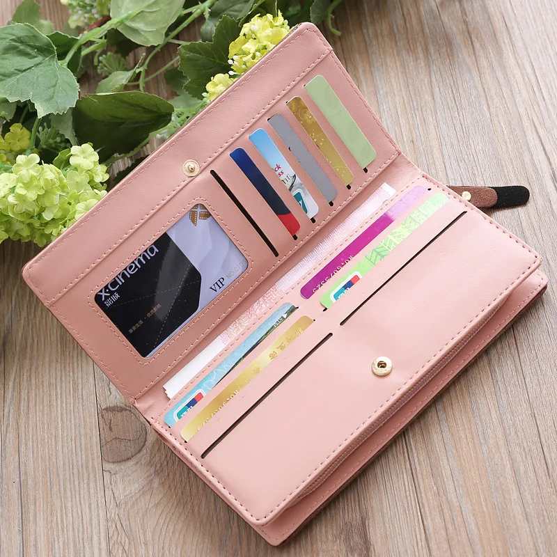 Новинка 2019 женские кошельки из нубука на шнурке Длинный кошелек молнии держатель