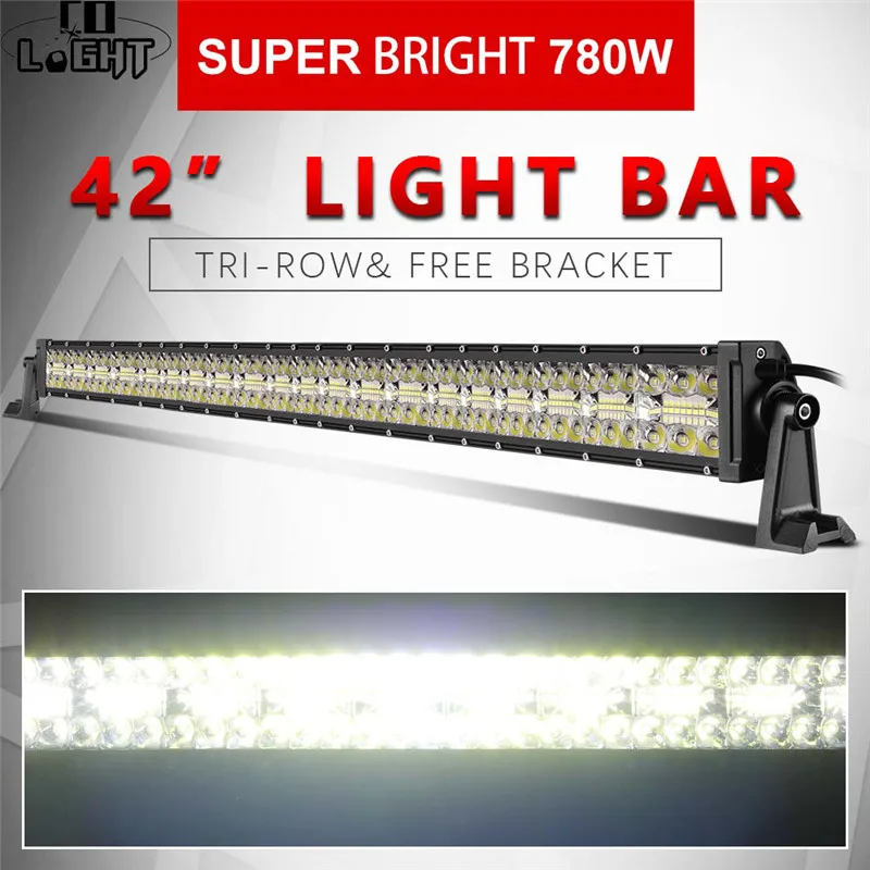 42 inch no Wires CO светильник 2" диаметр 32*42* внедорожные 4х4 светодиодным бар 3-рядная точечный светодиодный светильник бар 12V 24V 390W 585W 780W Подсветка для трактора Jeep ATV - Цвет: 42 inch no Wires