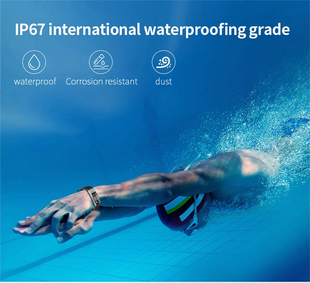 Новинка 2019 мужские и женские водонепроницаемые фитнес трекер IP67 Bluetooth умные часы