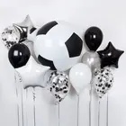 13 шт. вечерние круглые воздушные шары для футбольного мяча черно-белые воздушные шары с гелием и конфетти, вечерние украшения для мальчиков