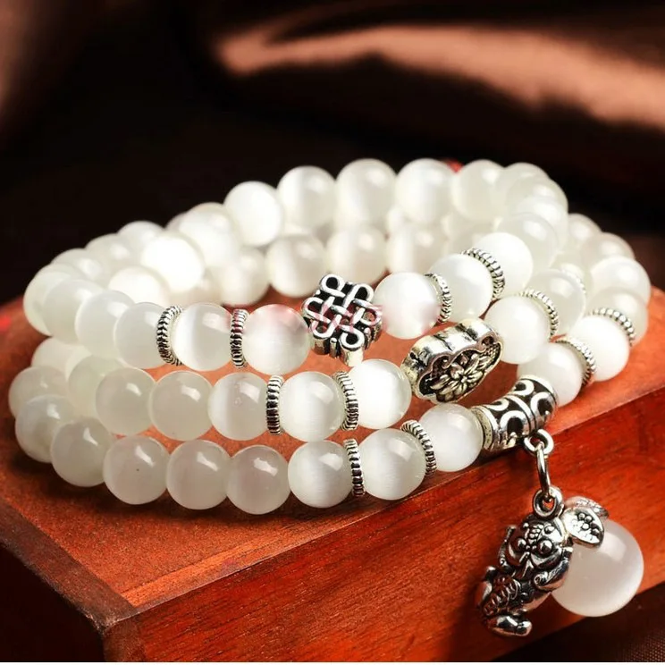 DIEZI Yoga Natural Opal Beads Stone Bracelet for Women Brave Buddha Charm Vintage Men Bracelets Fashion Jewelry Drop Shipping