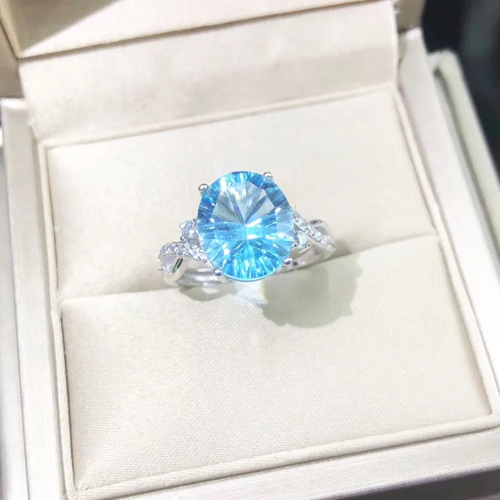 

Oval Natural Sky Blue Topaz Ring 10X12MM Solid 925 Sterling Silver Rings For Women Charms Fashion Wedding Jewelry With Gift Box