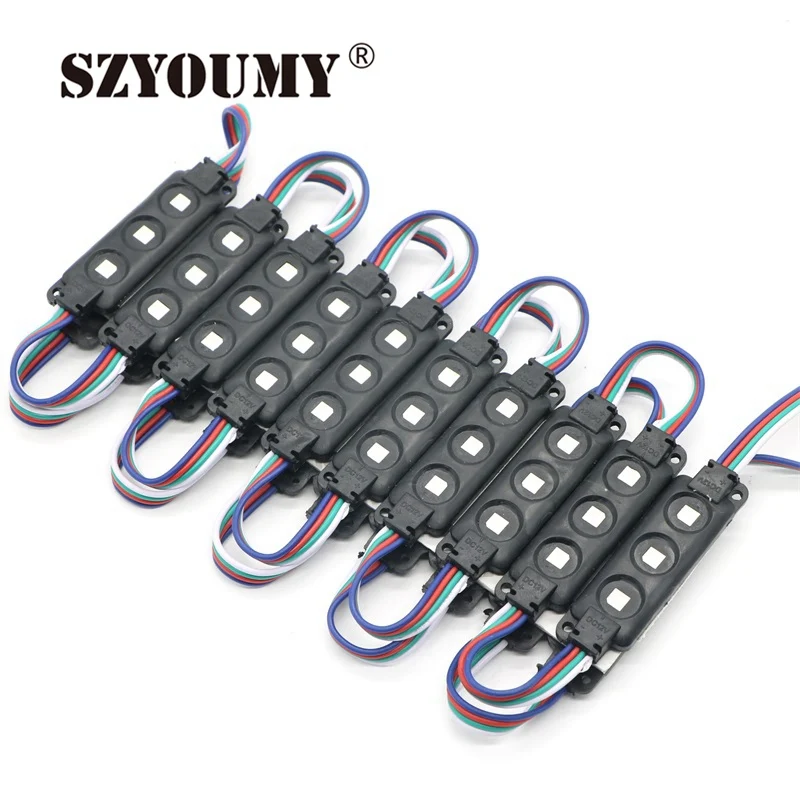 SZYOUMY 200 шт./лот 5050 3 светодиода 16 18лм/светодиодный модуль Черный впрыск белый 12В 0 75