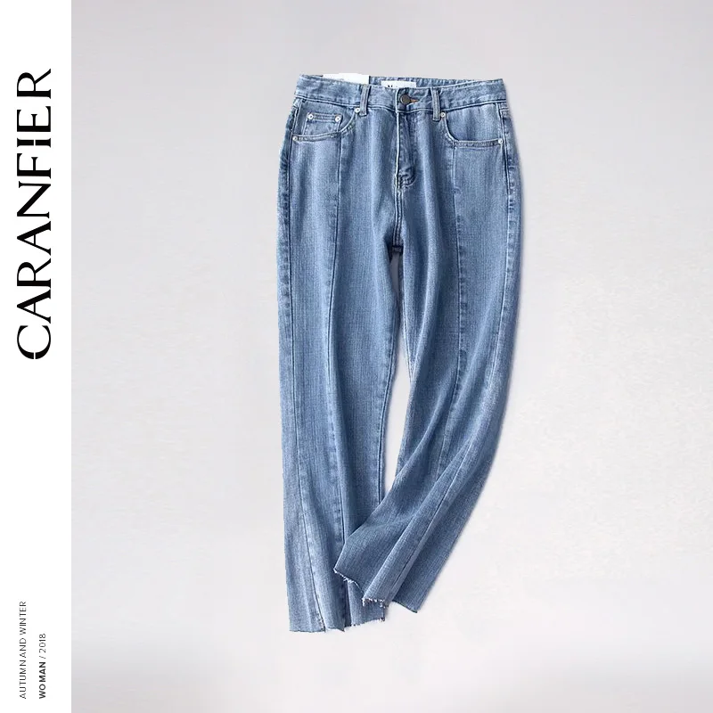 CARANFIER новые джинсы женские с высокой талией свободные Джинсы бойфренда для