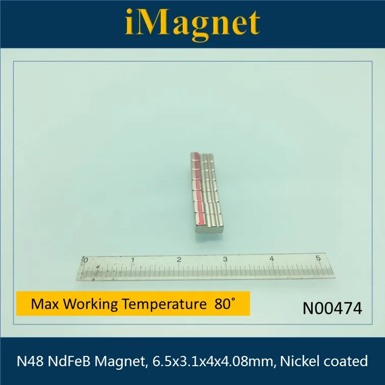 

N00474 50pcs N48 Block super strong Rare Earth Neodymium Magnet,6.5x3.1x4x4.08mm,Cuboid Ndfeb Magnet ,Home Decorations Fridge