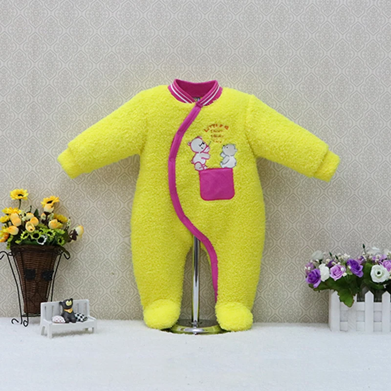 

Baby Coral Fleece Button Rompers Boys Autumn and Winter Clothes Long Sleeve Overalls Girls Clothing Newborn Suits