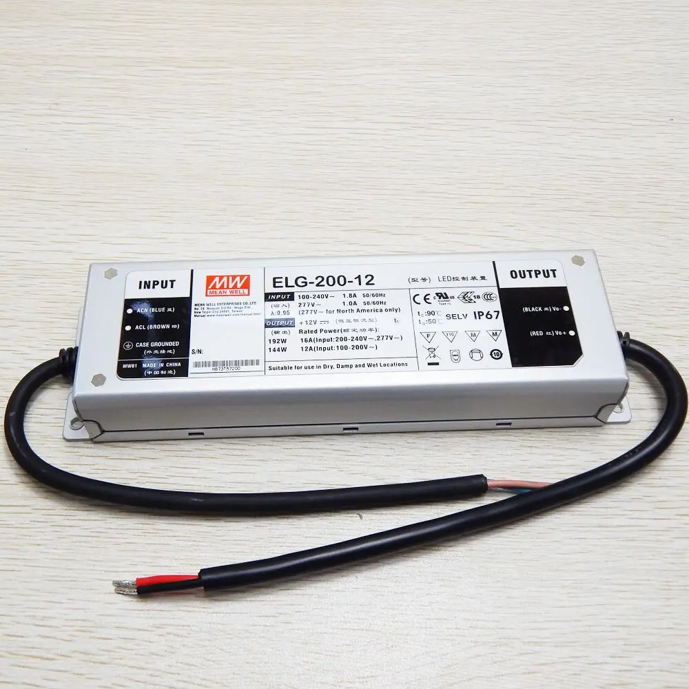 UL IP67 75W 100W 150W 200W 240W Светодиодный драйвер MeanWell адаптер AC100 350V DC 12V 24V