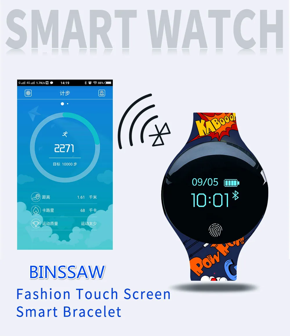 Смарт-часы BINSSAW для IOS Android для мужчин и женщин, водонепроницаемые спортивные умные часы, шагомер, напоминание о калориях, фитнес-браслет