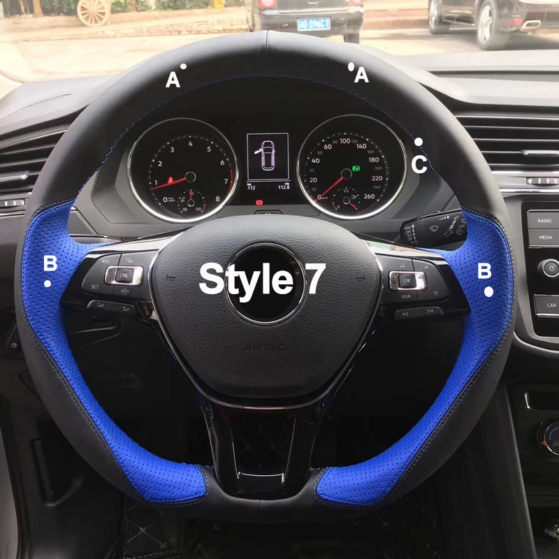 Ручная швейная рулевого колеса автомобиля крышки замшевые для Volkswagen VW Golf 7 Mk7 новые поло Jetta Passat B8 Tiguan Sharan Touran