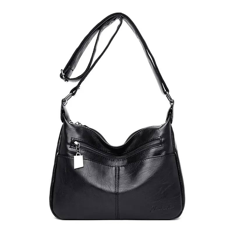 Black New Multi-Pocket Leather Luxury Handbags Women Bags Designer Handbags High Quality Crossbody Bags For Women Sac A Main Bolsas - Цвет: Black